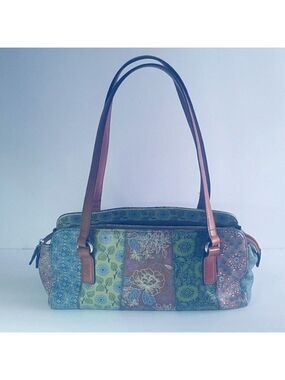 Boho Fossil patchwork leather handbag purse